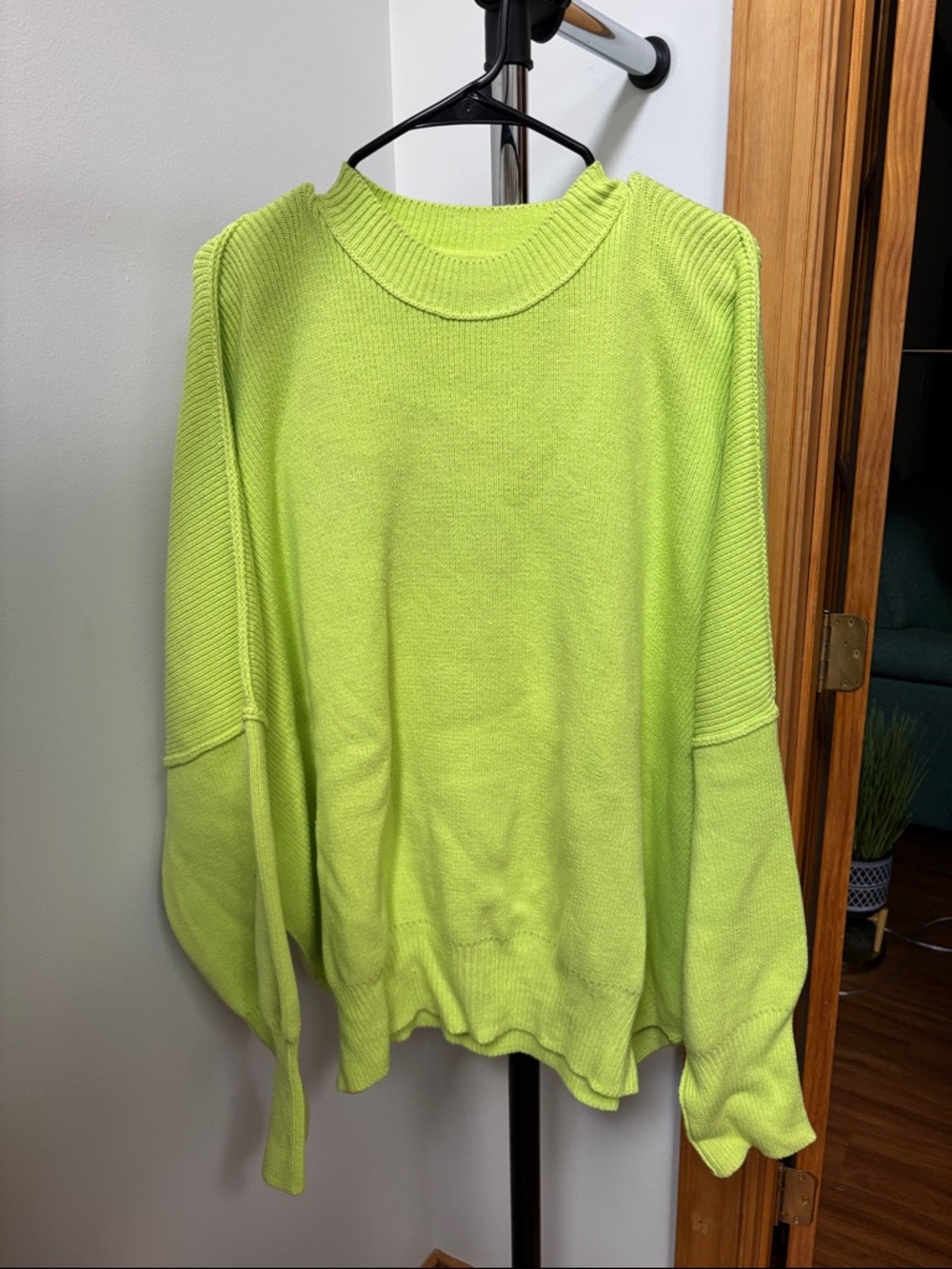 Free People Neon Lime Crewneck Sweater